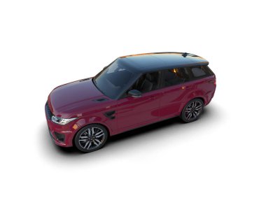 Modern araba beyaz arka planda izole edilmiş. 3d oluşturma