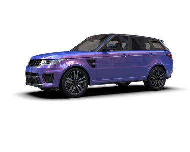 Arka planda izole edilmiş modern lüks araba. 3D görüntüleme - illüstrasyon