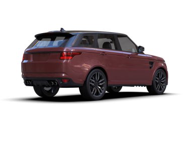 Beyaz arka planda modern bir araba. 3D illüstrasyon - 3D canlandırma