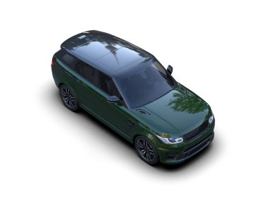 yeşil araba beyaz arka planda izole edildi. 3 boyutlu görüntüleme - illüstrasyon