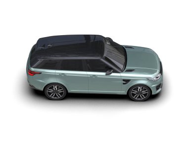 Beyaz arka planda gölgeli modern şehir arazi aracı. 3d oluşturma