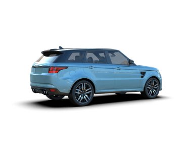 Beyaz arka planda modern bir araba. 3d oluşturma