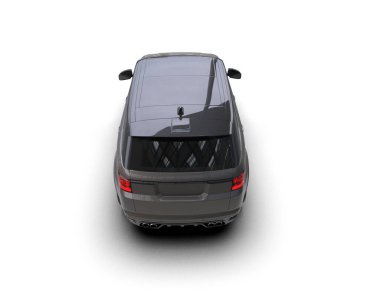 Siyah araba arka planda izole edilmiş. 3D görüntüleme. resimleme