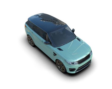 Beyaz arka planda modern şehir arabası. 3d illüstrasyon