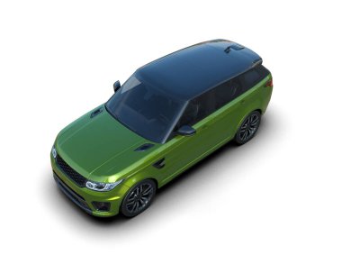 Beyaz arka plan üzerinde izole yeşil modern araba