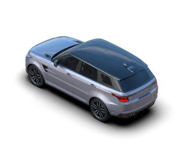 Modern araba arka planda izole edilmiş. 3D görüntüleme - illüstrasyon