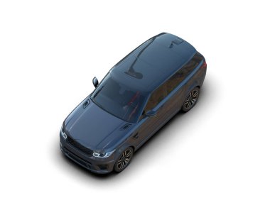 Modern araba beyaz arka planda izole edilmiş. 3d oluşturma