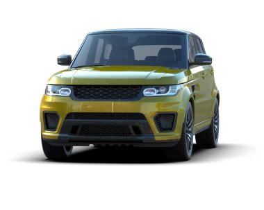 Sarı modern lüks araba - 3 boyutlu illüstrasyon