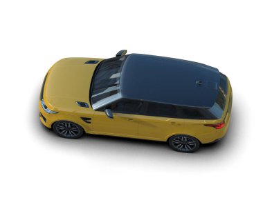 Beyaz arka planda izole edilmiş sarı lüks araba