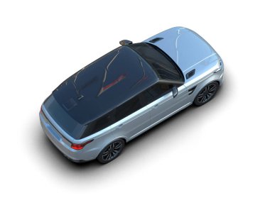 Gri arka planda lüks bir araba. 3d illüstrasyon.