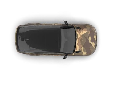 Siyah araba beyaz arka planda izole edilmiş. 3d oluşturma