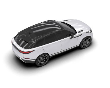 Modern araba arka planda izole edilmiş. 3D görüntüleme - illüstrasyon