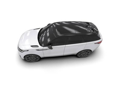 Siyah-beyaz arabası olan beyaz modern SUV..