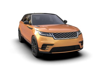 Modern araba arka planda izole edilmiş. 3D görüntüleme - illüstrasyon