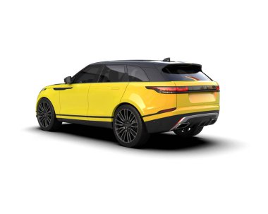 Arka planda lüks bir araba var. 3D görüntüleme - illüstrasyon