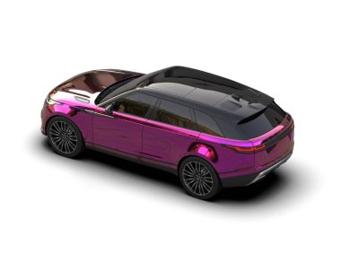 Siyah renkli pembe bir araba. 3d illüstrasyon