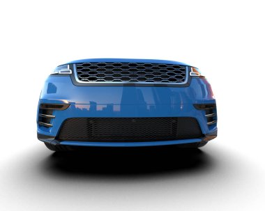 Beyaz arkaplanda mavi araba