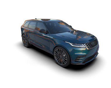 Mavi renkli arka planda lüks bir iş arabası. 3d oluşturma.