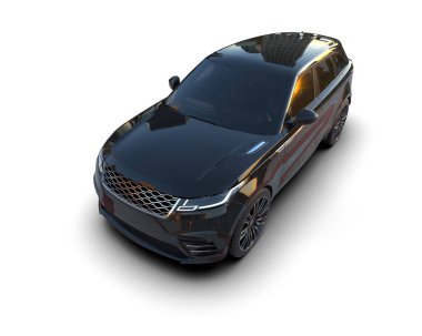 Beyaz arka planda izole edilmiş bir arabanın 3 boyutlu görüntüsü