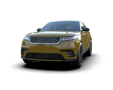 Sarı lüks cip. Beyaz arka planda izole edilmiş. 3d illüstrasyon