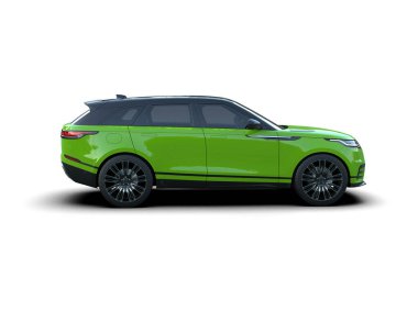 Araba modern SUV beyaz arka planda izole edildi. 3D görüntüleme - illüstrasyon