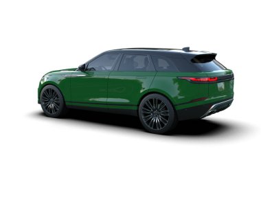 Siyah arka planda yeşil lüks bir araba. 3d oluşturma