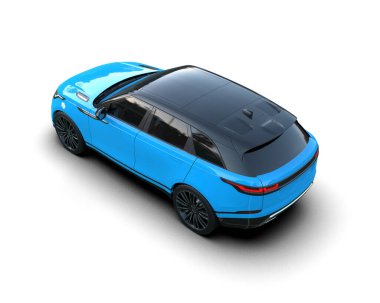 mavi modern lüks araba - 3 boyutlu illüstrasyon