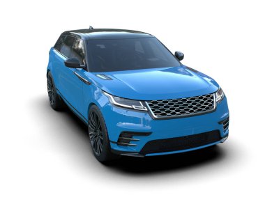 Beyaz arka planda mavi modern araba