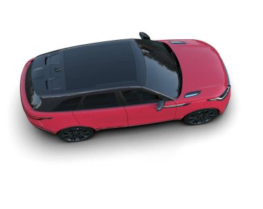 Stüdyo ortamında markasız bir SUV 'un 3 boyutlu çizimi