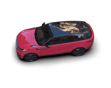 Modern araba, kırpma yolu olan beyaz bir arka planda izole edilmiş. 3d oluşturma.