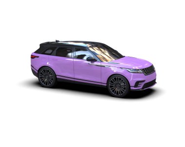 Beyaz arka planda izole edilmiş bir arabanın 3 boyutlu resmi