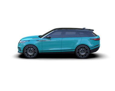 Modern SUV arabası beyaz arka planda izole edilmiş. 3d illüstrasyon