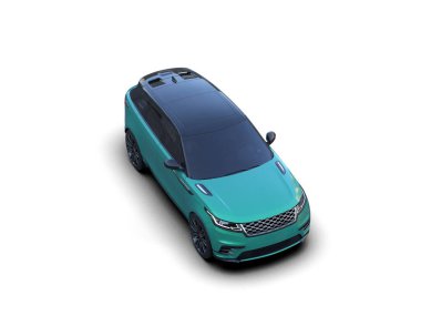 Yeşil, modern aile arabası. beyaz arkaplanda izole