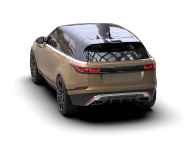 Gri arkaplanlı modern kentsel beyaz araba 3 boyutlu görüntüleme