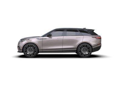 Arka planda lüks bir araba var. 3D görüntüleme - illüstrasyon