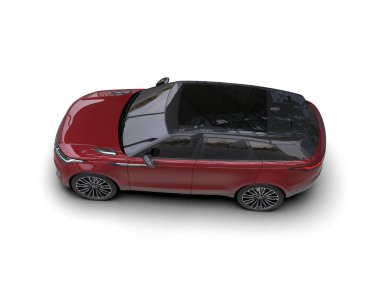 Beyaz arka planda izole edilmiş modern bir arabanın 3 boyutlu çizimi