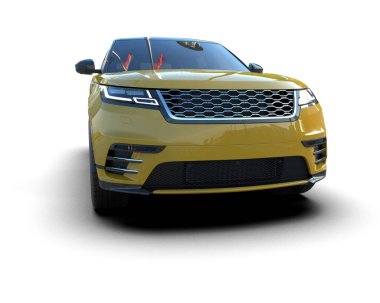 Aydınlatma arka planında yansıması olan modern şehir arabası. 3 Boyutlu Hazırlama