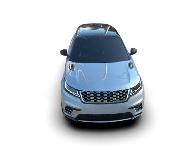 Gri arka planda modern lüks aile sedanı. 3 boyutlu resimleme