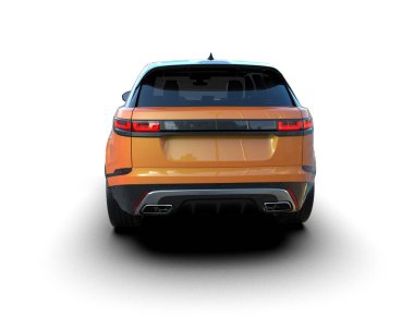 Modern araba arka planda izole edilmiş. 3D görüntüleme - illüstrasyon