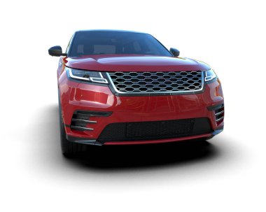 modern kırmızı SUV arabası beyaz arkaplanda izole edildi