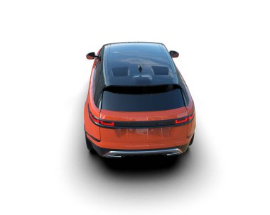 turuncu araba gri arka planda izole edildi.