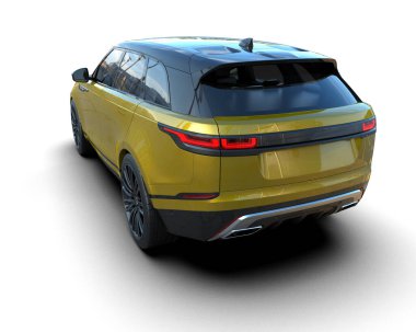 Bir markanın 3 boyutlu canlandırması - beyaz arka planda daha az genel bir SUV arabası