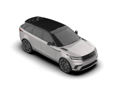 Modern araba arka planda izole edilmiş. 3D görüntüleme - illüstrasyon