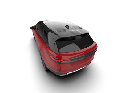 kırmızı modern araba beyaz arka planda izole edildi. 3 boyutlu görüntüleme