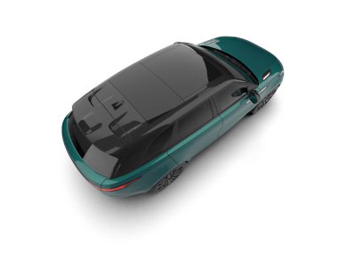 Beyaz arka planda modern bir araba. 3d oluşturma