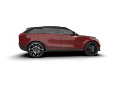 Arka planda izole edilmiş gerçekçi bir SUV aracı. 3D görüntüleme - illüstrasyon