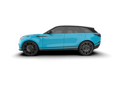 Beyaz arka planda daha az izole modern bir arabanın 3 boyutlu çizimi.