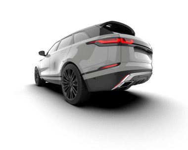 Gri arka planda siyah modern lüks araba, 3 boyutlu..