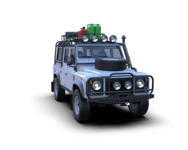 modern SUV arabası beyaz arka planda izole edildi