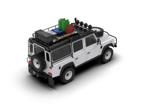 3 d rendering of a black suv car isolated on white background in studio